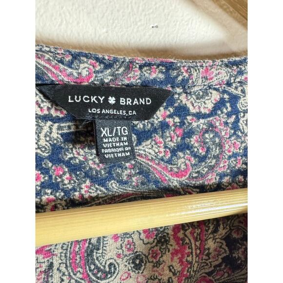 Lucky Brand Women’s Plus size Long Sleeve Shirt Blouse XL Boho Print Cotton - Picture 3 of 10